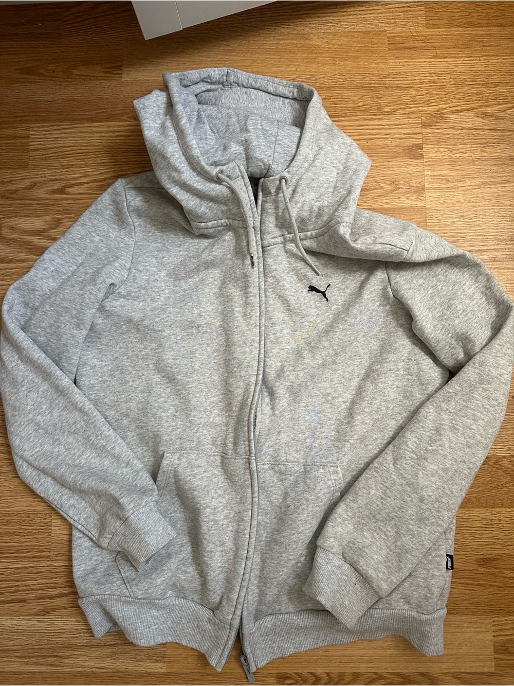 Puma Light Gray Full-Zip Hoodie Sweatshirt